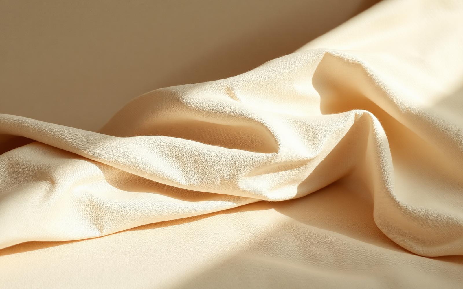 Folds of ivory linen fabric catching soft directional light