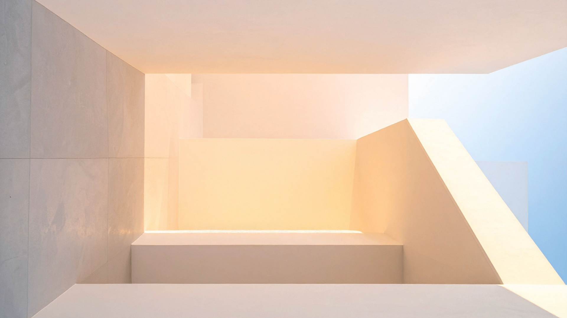 A minimalist architectural interior in soft directional light